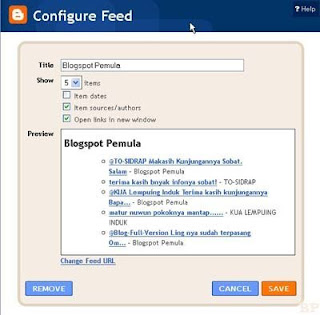 COnfigure Feed