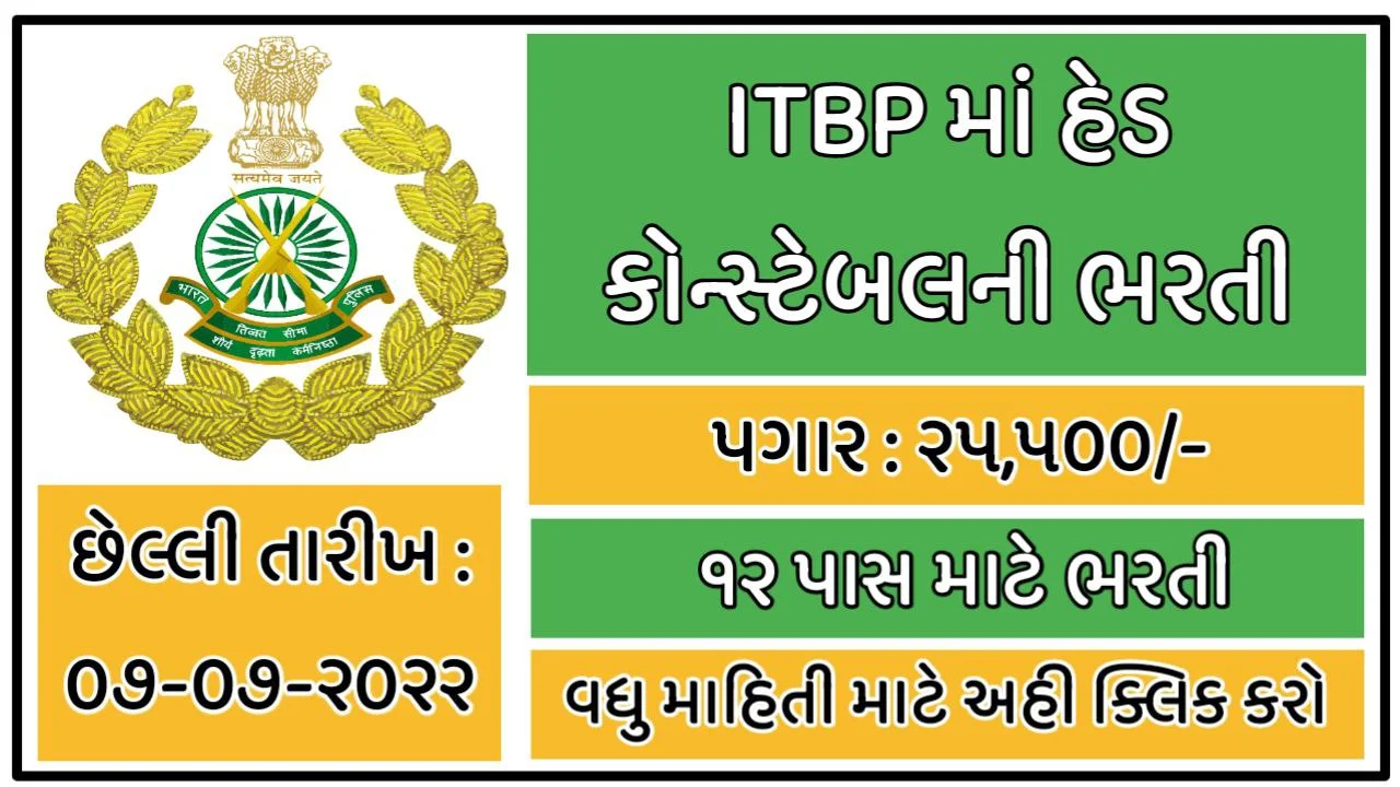 ITBP Head Constable Recruitment 2022 @itbpolice.nic.in