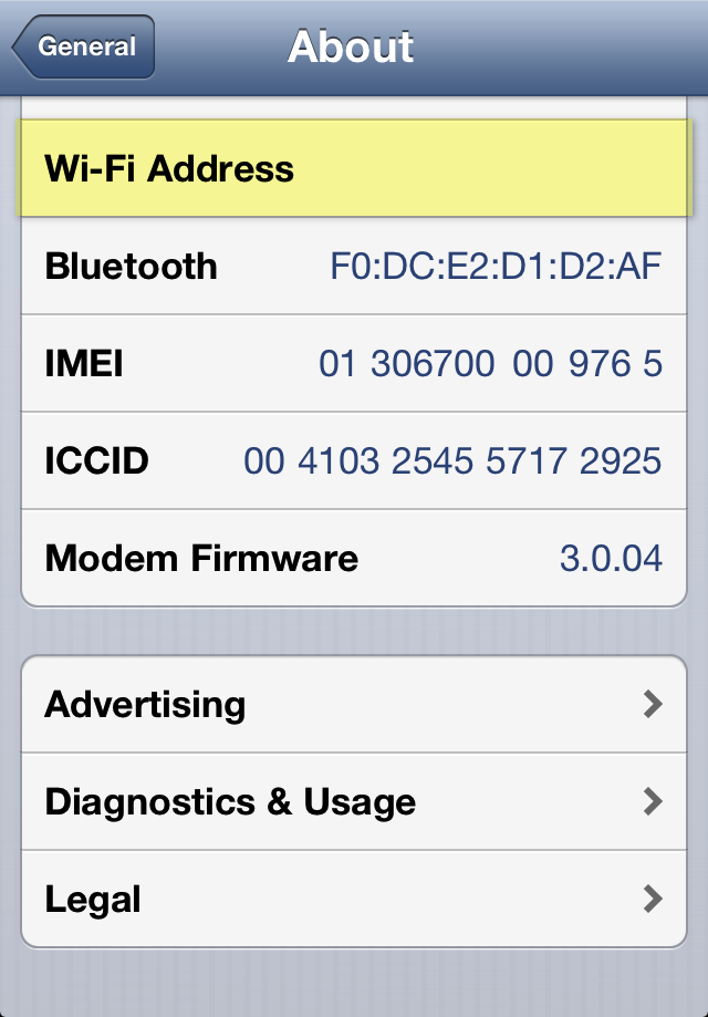 iphone wifi address missing