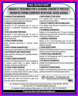 Free Recruitment For a  Leading Company In KSA