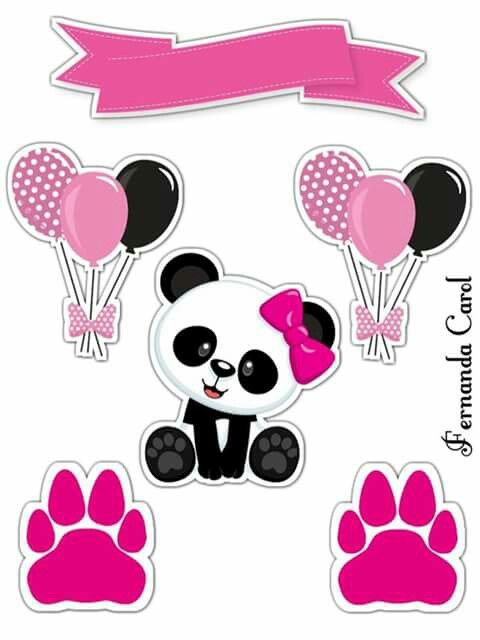 Cute Bear Girl with Pink Bow: Free Printable Cake Toppers.