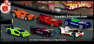 McDonalds Hot Wheels Toys 2009 Promotion - Set of 6 - Vulture (white),Rocketfire (red),Ballistik (blue),Impavido 1 (green),Prototype H-24 (orange), Nitro Doorslammer (black)