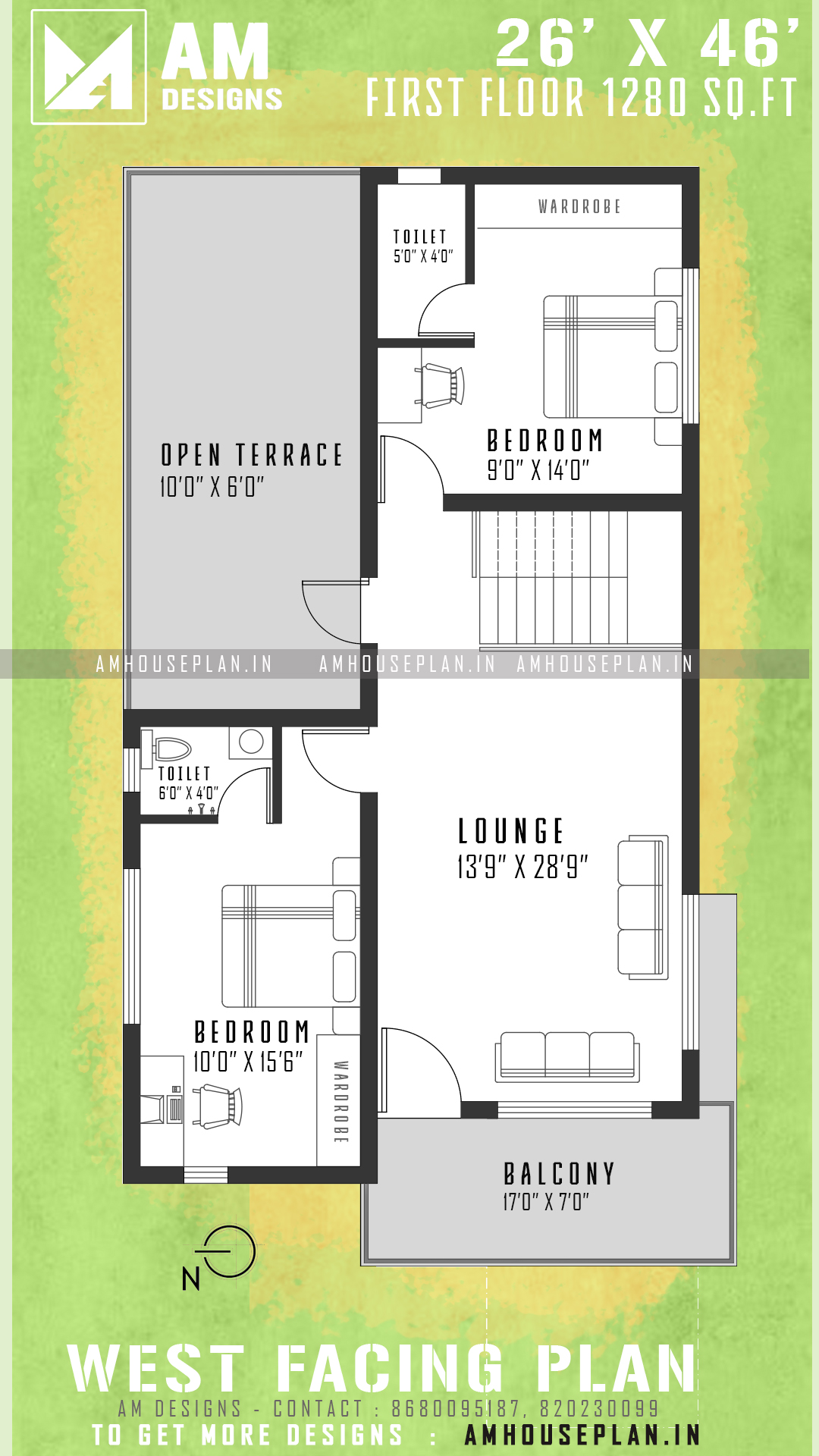 26 x 46 Indian Modern house plan and elevation