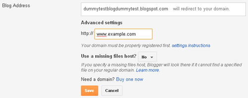 New CNAME Record Settings for Blogger