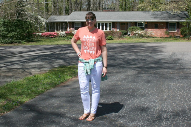 White jeans are the perfect spring and summer essential to pair with a graphic tee!