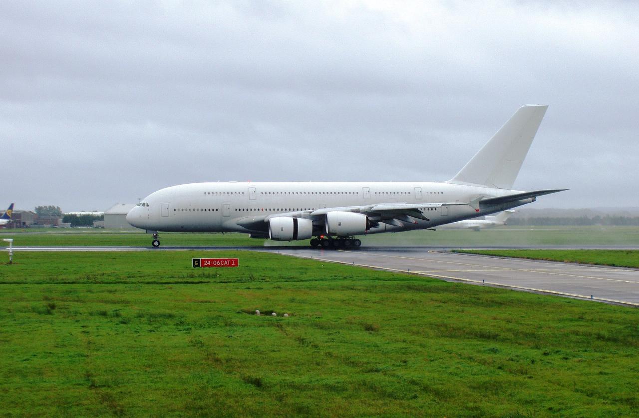 White Airbus A380 Wallpaper 52. Largest jet passengers, during test flight