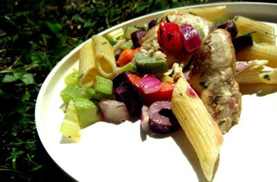 Grilled and Dilled Chicken Veggie Pasta Salad