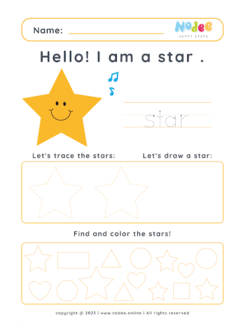 Color star shape worksheet