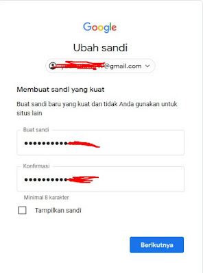 password baru - Lupa Password Gmail
