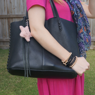 Rebecca Minkoff medium unlined tote in black with shellac studded dome hardware