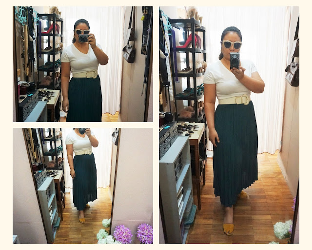 The Many Ways To Wear A Long Green Pleated Skirt : 10 Outfit Ideas