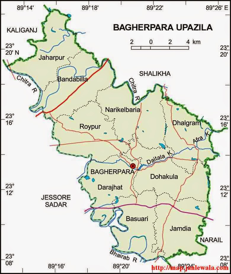 bagherpara upazila map of bangladesh