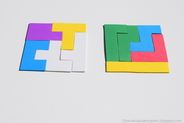 two pentomino square puzzles made of pentomino elements