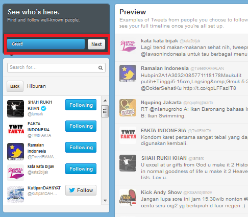 follow akun twitter terkenal