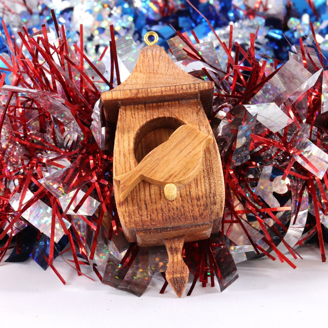 Handmade Wood Birdhouse Christmas Tree Ornament