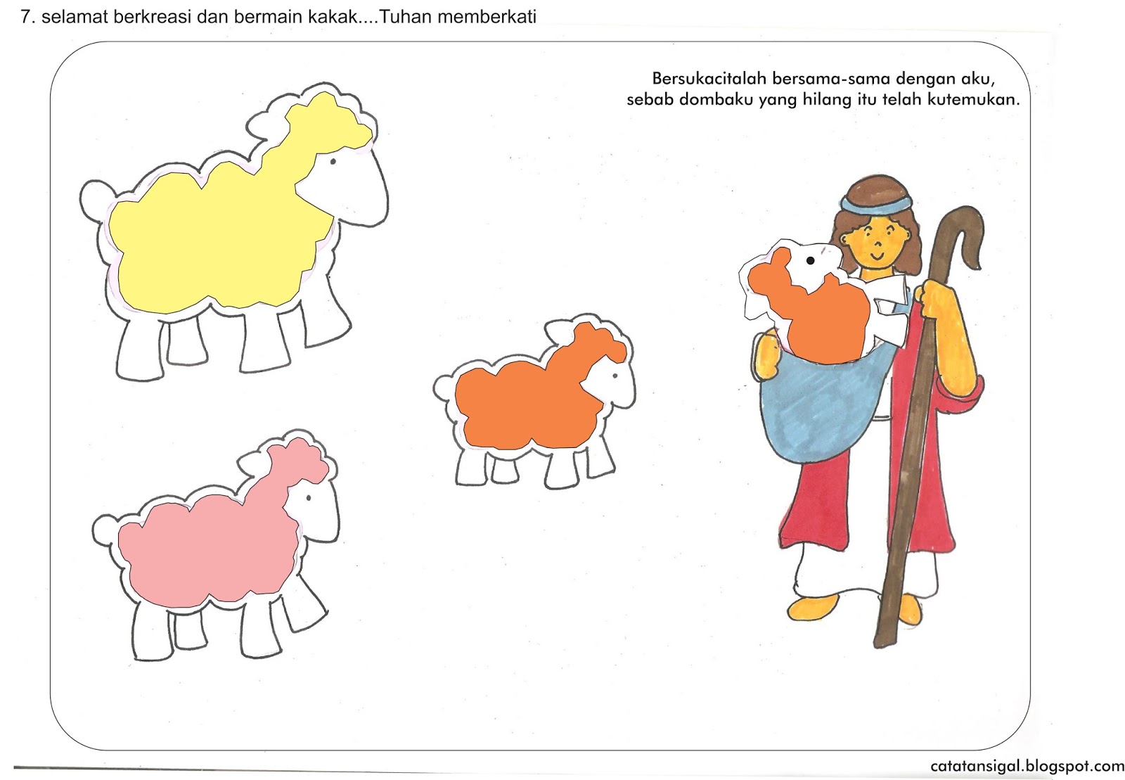 Catatan SiGal: Bahan Kreativitas Sekolah Minggu "Domba 
