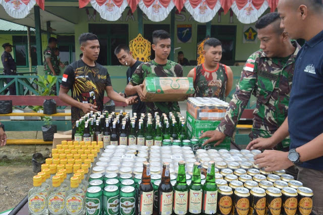 Satgas 643 Gagalkan 384 Botol Miras Asal Malaysia