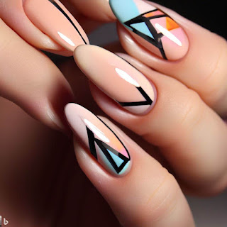 Geometric nail art design