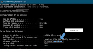 طريقتين للحصول على mac adresse عن طريق cmd