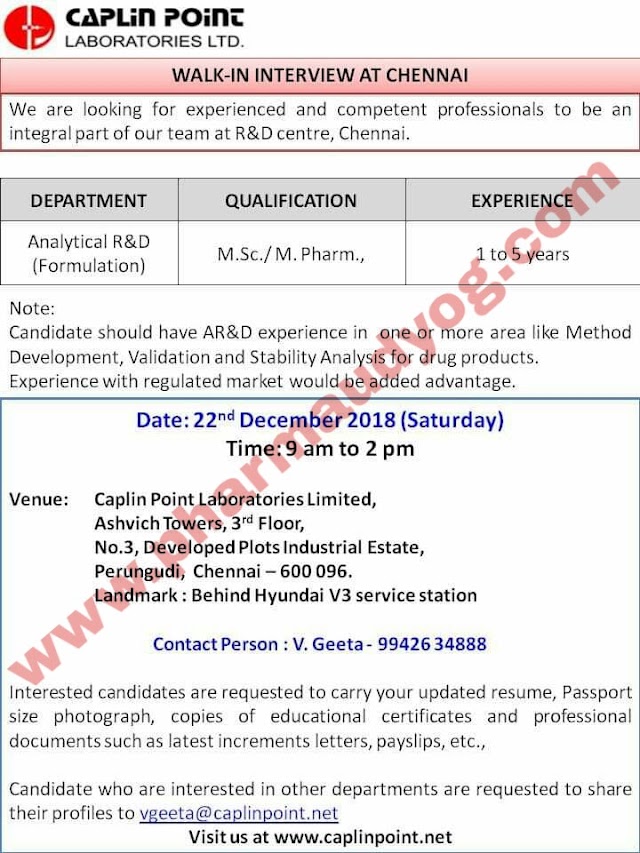 Caplin point | Walk-In for AR&D | 22nd December 2018 | Chennai