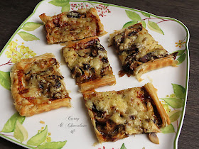 Hojaldre de setas  y cebolla confitada o caramelizada – Caramelized onion and mushroom puff pastry