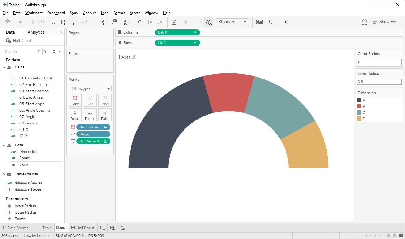 Half Donut Chart in Tableau - The Flerlage Twins: Analytics, Data ...