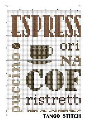 Coffee typography kitchen decor cross stitch pattern