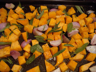 Pumpkin, shallots, and sage