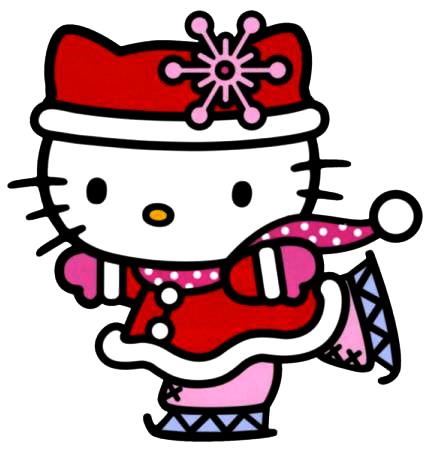 Hello Kitty patinando bien abrigada por invierno
