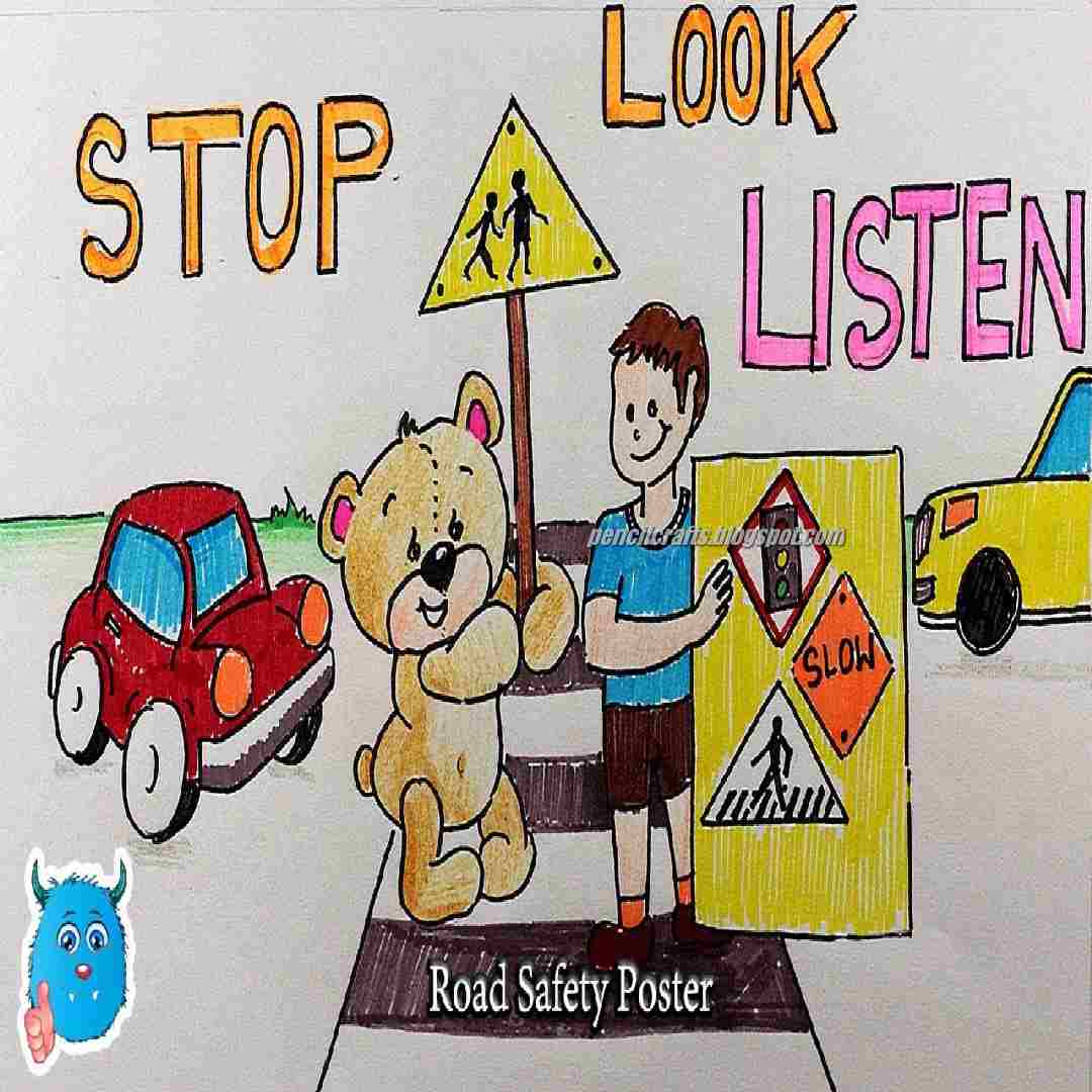 Road Two Wheeler Safety Drawings and SLogans