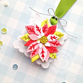 Sunny Studio Stamps: Layered Poinsettia Dies Scalloped Tag Dies Elegant Christmas Tags by Franci Vignoli