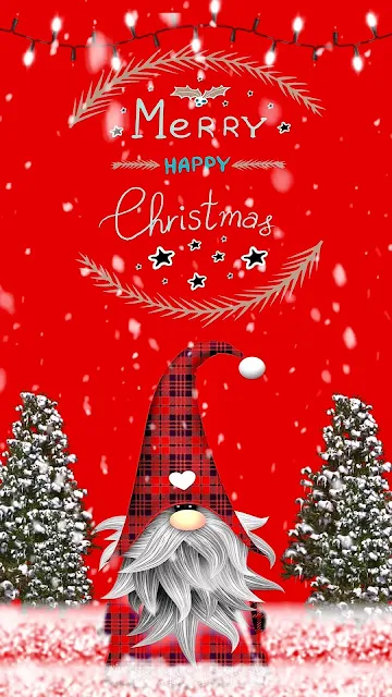 Christmas Gnome, Merry Christmas, Christmas Tree, Red, Holiday, Mobile Wallpaper