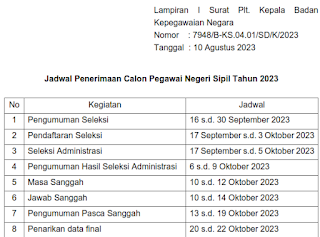 Pengumuman Jadwal Seleksi CPNS dan PPPK tahun 2023 dari BKN RI