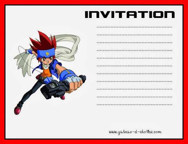 Beyblade Free Printable Invitation or Cards. 