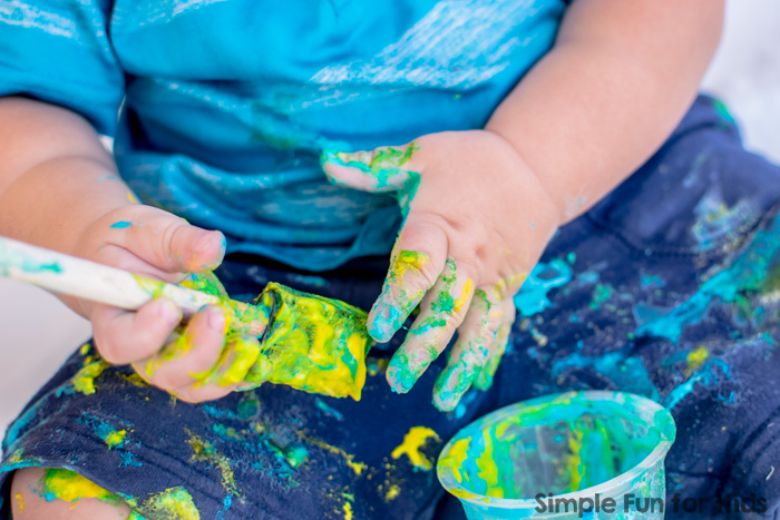 Baby Painting Ideas & Baby Safe paint Recipes - Messy Little Monster