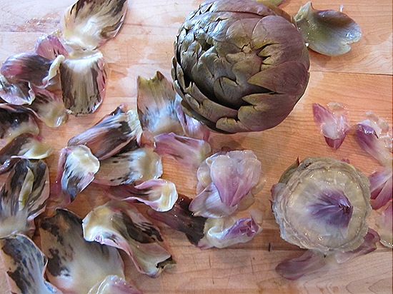 Prepping the Artichokes