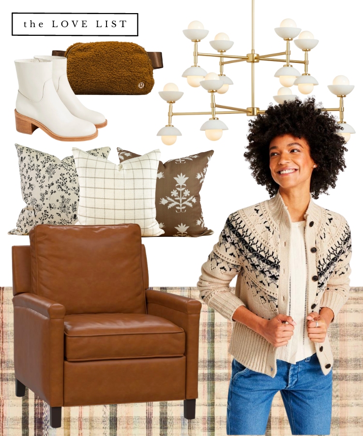 fall home decor and fall outfit ideas in brown and cream