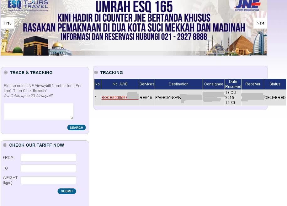 Cara cek pengiriman barang JNE  Hal-Lima