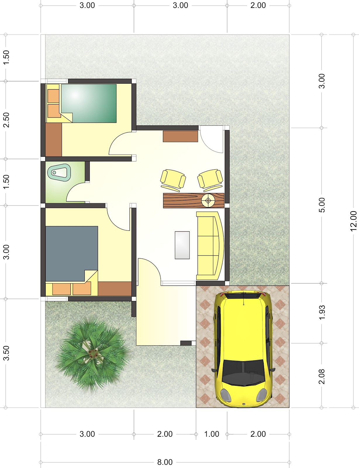 Denah Rumah Tipe 36 Immo Digital Studio