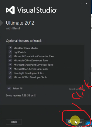 Start Visual Studio Setup Installation after click to the  click install 