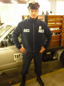 'Wrong Way' in a US Immigration uniform during a recent TV shoot. He certainly looks the part!