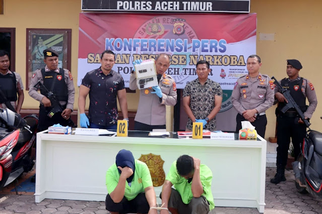 Sejoli Pengedar Sabu Diciduk Polisi di Aceh Timur, Sita Barang Bukti dan Senjata Api Tidak Berizin