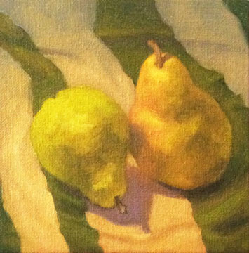 G Sivitz, pear, pear painting, oil painting, still life