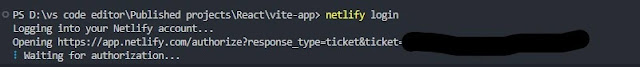 Netlify login, terminal, deploy react vite app to netlify