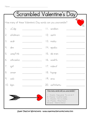 Valentine's Day Word Scramble 2