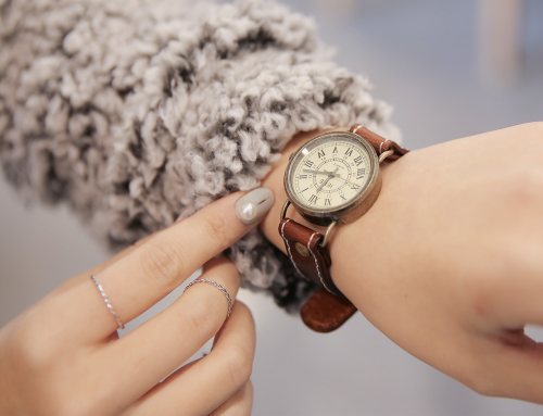 Contrast-Stitched Analog Pleather Wristwatch