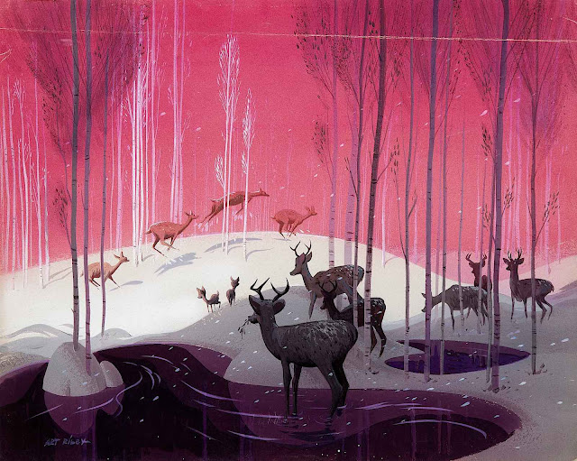 Art Riley for Disney, deer in winter