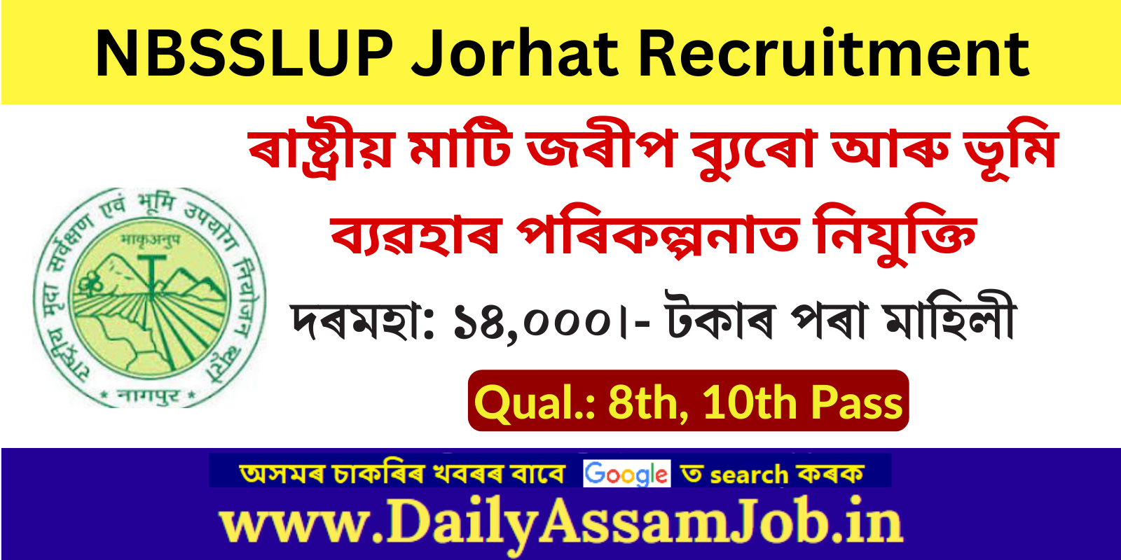 NBSSLUP Jorhat Recruitment 2024