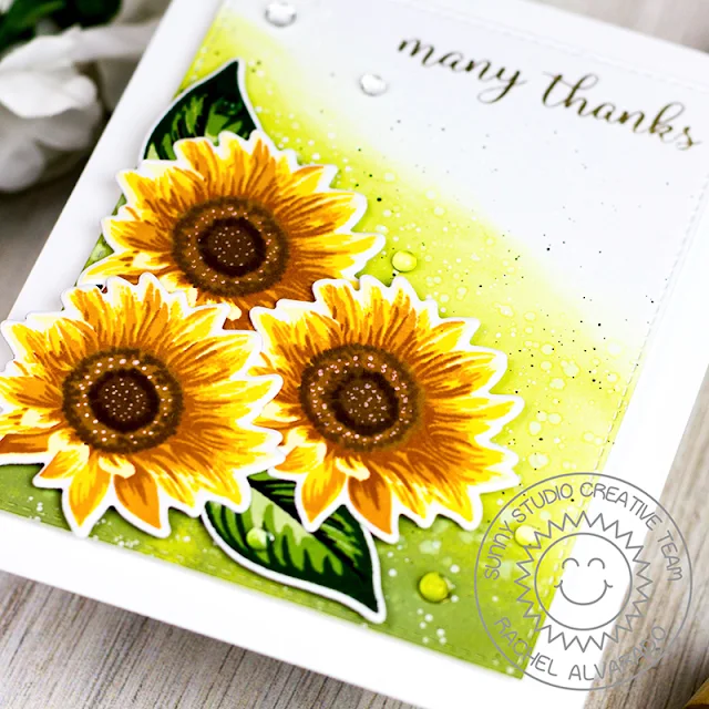 Sunny Studio Stamps: Sunflower Fields Thank You Card by Rachel Alvarado