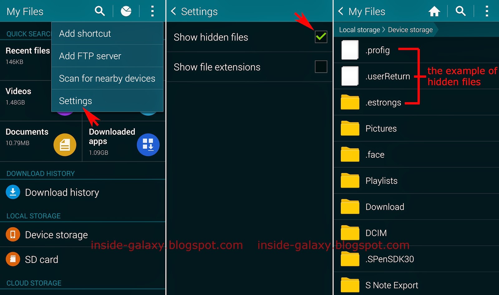 Inside Galaxy Samsung Galaxy S5 How To Show Hidden Files In My Files App In Android 4 4 2 Kitkat Inside Galaxy Samsung Galaxy S5 How To Show Hidden Files In My Files App In Android 4 4 2 Kitkat